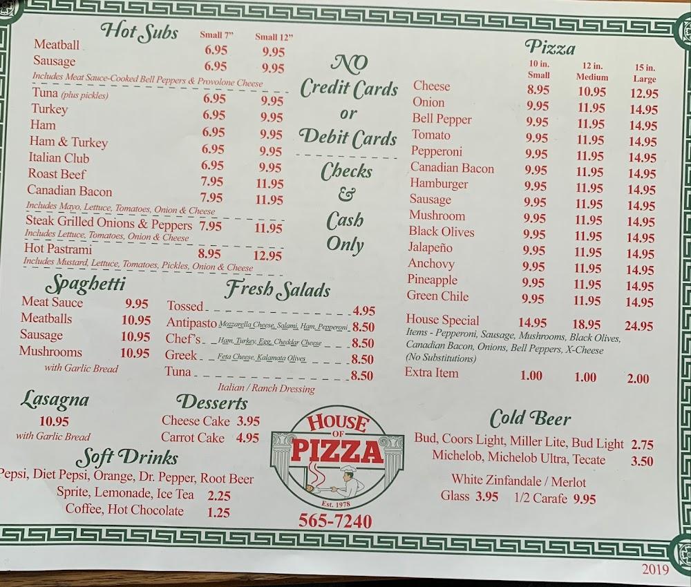 House of Pizza Menu image 1
